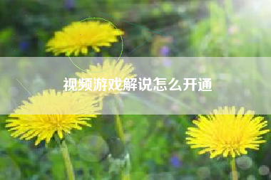 视频游戏解说怎么开通