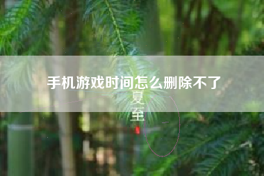 手机游戏时间怎么删除不了