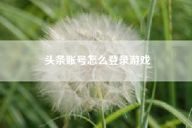 头条账号怎么登录游戏