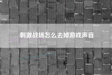 刺激战场怎么去掉游戏声音