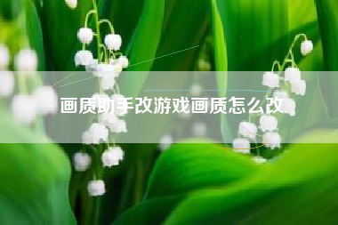 画质助手改游戏画质怎么改