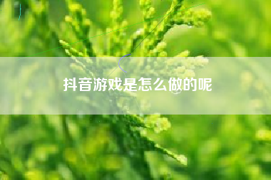 抖音游戏是怎么做的呢