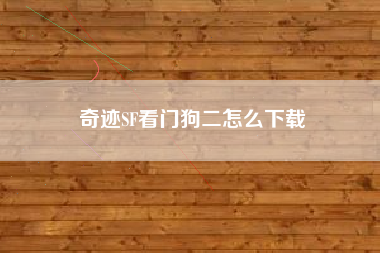 奇迹SF看门狗二怎么下载