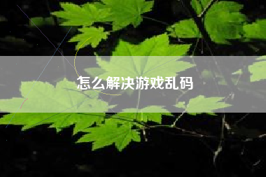 怎么解决游戏乱码