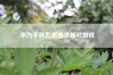 华为手机怎么登录账号游戏