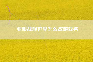亚服战舰世界怎么改游戏名