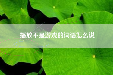 播放不是游戏的词语怎么说