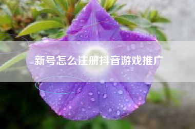 新号怎么注册抖音游戏推广