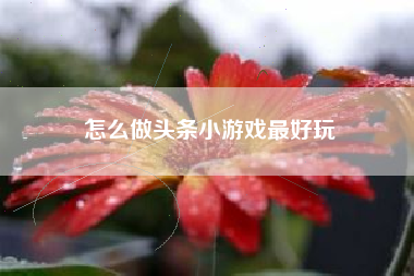怎么做头条小游戏最好玩