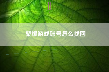 聚爆游戏账号怎么找回