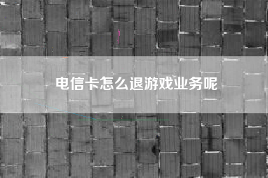 电信卡怎么退游戏业务呢