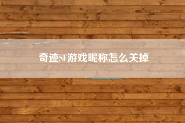 奇迹SF游戏昵称怎么关掉