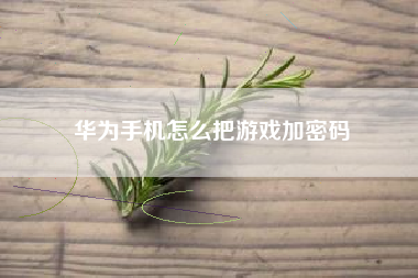 华为手机怎么把游戏加密码