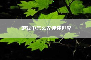 游戏中怎么弄迷你世界