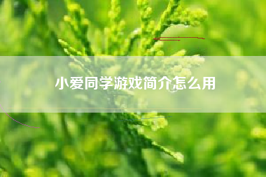 小爱同学游戏简介怎么用