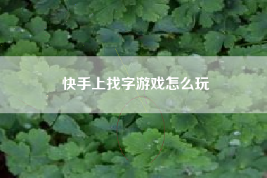 快手上找字游戏怎么玩