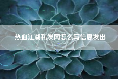 热血江湖私发网怎么写信息发出