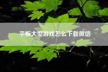 平板大型游戏怎么下载微信