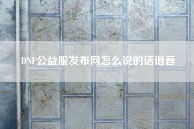 DNF公益服发布网怎么说的话谐音