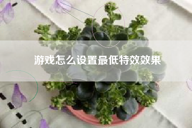 游戏怎么设置最低特效效果
