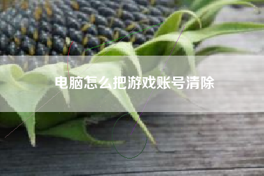 电脑怎么把游戏账号清除