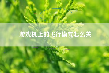 游戏机上的飞行模式怎么关