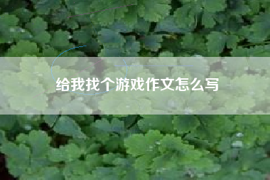 给我找个游戏作文怎么写