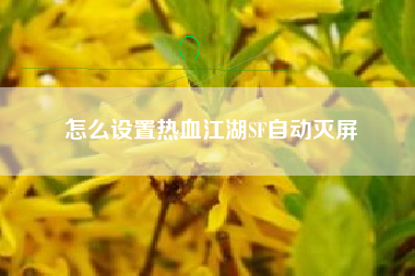 怎么设置热血江湖SF自动灭屏