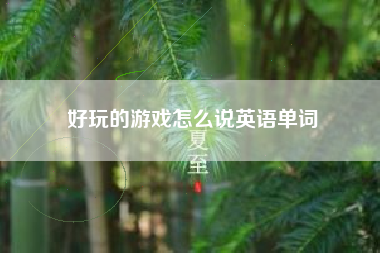 好玩的游戏怎么说英语单词