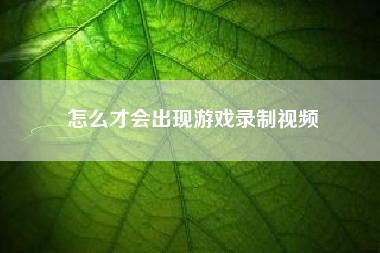 怎么才会出现游戏录制视频