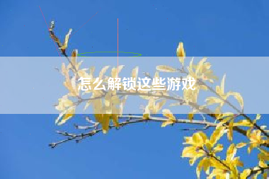 怎么解锁这些游戏