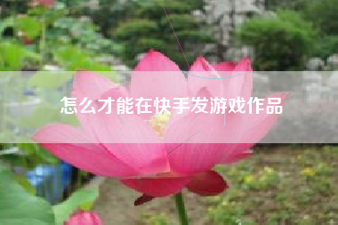 怎么才能在快手发游戏作品