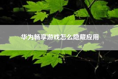 华为畅享游戏怎么隐藏应用