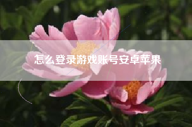 怎么登录游戏账号安卓苹果