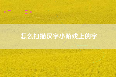 怎么扫描汉字小游戏上的字