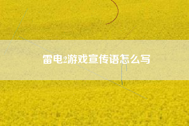 雷电2游戏宣传语怎么写