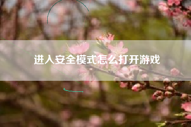 进入安全模式怎么打开游戏