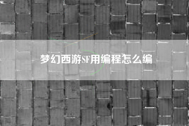 梦幻西游SF用编程怎么编