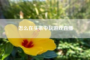 怎么在头条中玩游戏直播